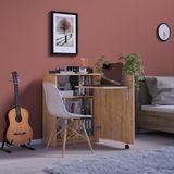 Asra Trend Lüks Kapaklı Çalışma Masası Kitaplık %100 MDF Bilgisayar Ders Çalışma Masası MD002 - Safir Meşe - 68 x 90 x 30