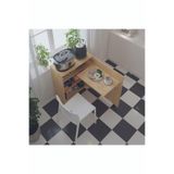 ASRA TREND Lüks Katlanabilir Masa Fonksiyonel Mutfak Kiler Dolabı%100 MDF Tekerlekli Çok Amaçlı Dolap MD003 Safir Meşe