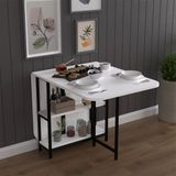 Asra Trend Lüks Katlanır Mutfak Yemek Masası %100 MDF Pratik Çalışma Masası KM31 - Beyaz