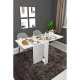 Asra Trend Lüks Katlanır Mutfak Yemek Masası %100 MDF Pratik Çalışma Masası KM32 - Beyaz - 133 x 75 x 60