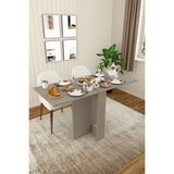 Asra Trend Lüks Katlanır Mutfak Yemek Masası %100 MDF Pratik Çalışma Masası KM32 - Küllü Gri - 133 x 75 x 60