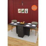 Asra Trend Lüks Katlanır Mutfak Yemek Masası %100 MDF Pratik Çekmece+Dolaplı Çalışma Masası KM99 - Antrasit - 168 x 75 x 70