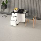 Asra Trend Lüks Katlanır Mutfak Yemek Masası %100 MDF Pratik Çekmeceli Çalışma Masası KM07 - Royal Mermer