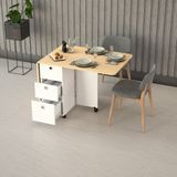 Asra Trend Lüks Katlanır Mutfak Yemek Masası %100 MDF Pratik Çekmeceli Çalışma Masası KM09 - Akçaağaç