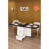 Asra Trend Lüks Katlanır Mutfak Yemek Masası %100 MDF Pratik Çekmeceli Çalışma Masası KM30