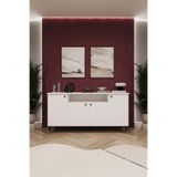 ASRA TREND Lüks Konsol TV Ünitesi%100 MDF Salon ve Yemek Odası Ünitesi KNSL-02 Beyaz 160x80x45 cm 4 Kapaklı 1 Açık Raflı Modern Büfe