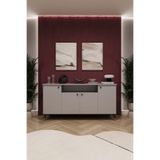 ASRA TREND Lüks Konsol TV Ünitesi%100 MDF Salon ve Yemek Odası Ünitesi KNSL-02 Kül Gri 160x80x45 cm 4 Kapaklı 1 Açık Raflı Modern Büfe