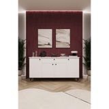 ASRA TREND Lüks Konsol TV Ünitesi%100 MDF Salon ve Yemek Odası Ünitesi KNSL-03 Beyaz 160x80x45 cm 1 Çekmeceli 4 Kapaklı Modern Büfe