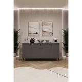 ASRA TREND Lüks Konsol TV Ünitesi%100 MDF Salon ve Yemek Odası Ünitesi KNSL-03 Koyu Gri 160x80x45 cm 1 Çekmeceli 4 Kapaklı Modern Büfe