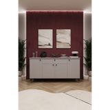 ASRA TREND Lüks Konsol TV Ünitesi%100 MDF Salon ve Yemek Odası Ünitesi KNSL-03 Kül Gri 160x80x45 cm 1 Çekmeceli 4 Kapaklı Modern Büfe