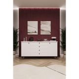 ASRA TREND Lüks Konsol TV Ünitesi%100 MDF Salon ve Yemek Odası Ünitesi KNSL-04 Beyaz 160x80x45 cm 4 Çekmeceli 2 Kapaklı Modern Büfe