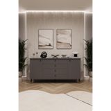 ASRA TREND Lüks Konsol TV Ünitesi%100 MDF Salon ve Yemek Odası Ünitesi KNSL-04 Koyu Gri 160x80x45 cm 4 Çekmeceli 2 Kapaklı Modern Büfe