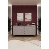 ASRA TREND Lüks Konsol TV Ünitesi%100 MDF Salon ve Yemek Odası Ünitesi KNSL-04 Kül Gri 160x80x45 cm 4 Çekmeceli 2 Kapaklı Modern Büfe