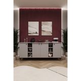 ASRA TREND Lüks Konsol TV Ünitesi%100 MDF Salon ve Yemek Odası Ünitesi KNSL-05 Kül Gri 180x80x45 cm 4 Kapaklı 2 Açık Raflı Modern Büfe