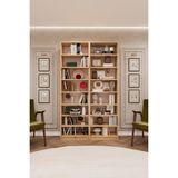 Asra Trend Lüks Meşe 16 Raflı Ayarlanabilir Ev Ofis Kitaplık %100 MDF Dekoratif Kütüphane Kitaplık K10 - Safir Meşe