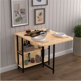 Asra Trend Lüks Metal Ayaklı Katlanır Mutfak Yemek Masası %100 MDF Pratik Çalışma Masası KM31 - Safir Meşe