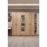 Asra Trend MDF 5 Kapaklı, 2 Çekmeceli, Aynalı Gardırop - 200x208x53cm, Geniş Kıyafet Dolabı, G-04