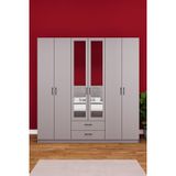 Asra Trend MDF 6 Kapaklı, 2 Çekmeceli, 2 Aynalı Gardırop - 240x208x53cm, Geniş Kıyafet Dolabı, G-05