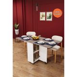Asra Trend Mdf Katlanır Mutfak Yemek Çalışma Masası, Beyaz-Retro Gri, 155×75×70 Cm, Km-14