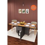 Asra Trend Mdf Katlanır Mutfak Yemek Çalışma Masası - Çekmece+Dolap, Koyu Gri-Petra, Km-03