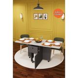Asra Trend Mdf Katlanır Mutfak Yemek Çalışma Masası - Çekmece+Dolap, Koyu Gri-Retro Taş, Km-04