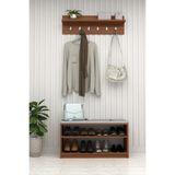 Asra Trend MDF Puflu Ayakkabılık ve Askılık – 90 cm Portmanto Seti, Modern, 2 Raflı, A-34