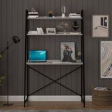 Asra Trend Metal Kitaplıklı Çalışma Masası - 90 x 170 x 50 - Kül Rengi