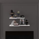 Asra Trend Modern 2'li Uçan Raf Çok Amaçlı Duvar Rafı Organizer %100 MDF Kitaplık Mutfak Banyo Rafı DRF03 - Beyaz