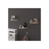 ASRA TREND Modern 3'lü Oval Uçan Raf%100 MDF Çok Amaçlı Duvar Rafı Dekoratif Düzenleyici Seti 37x18 cm DRF-04 Safir Meşe