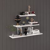 Asra Trend Modern 3'lü Uçan Raf Çok Amaçlı Duvar Rafı Organizer %100 MDF Kitaplık Mutfak Banyo Rafı DRF02 - Beyaz