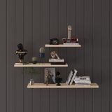 Asra Trend Modern 3'lü Uçan Raf Çok Amaçlı Duvar Rafı Organizer %100 MDF Kitaplık Mutfak Banyo Rafı DRF02 - Safir Meşe