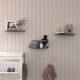 Asra Trend Modern 3'lü Uçan Raf Çok Amaçlı Duvar Rafı Organizer %100 MDF Kitaplık Mutfak Banyo Rafı DRF04 - Antrasit