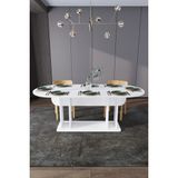 Asra Trend Modern 8 Kişilik Mutfak Yemek Masası %100 Mdf Mutfak Yemek Odası Masası YM08 - Beyaz