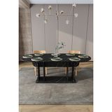 Asra Trend Modern 8 Kişilik Mutfak Yemek Masası %100 Mdf Mutfak Yemek Odası Masası YM08 - Royal Mermer