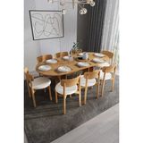 Asra Trend Modern 8 Kişilik Mutfak Yemek Masası ve Sandalye %100 MDF Yemek Odası Masası Takımı YMT08 - Ahşap