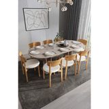 Asra Trend Modern 8 Kişilik Mutfak Yemek Masası ve Sandalye %100 MDF Yemek Odası Masası Takımı YMT08 - Sidon