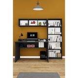 Asra Trend Modern Çalışma Masası Seti %100 MDF Bilgisayar Ders Ofis Masası Kitaplık ÇMT001 - Antrasit - 120 x 60 x 75