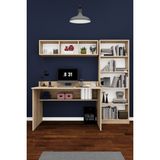 Asra Trend Modern Çalışma Masası Seti %100 MDF Bilgisayar Ders Ofis Masası Kitaplık ÇMT001 - Sonoma - 120 x 60 x 75