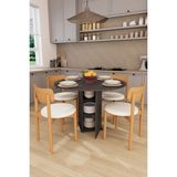Asra Trend Modern Dolaplı 4 Kişilik Mutfak Yemek Masası ve Sandalye %100 MDF Yemek Odası Masası Takımı YMT04 - Antrasit