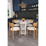 Asra Trend Modern Dolaplı 4 Kişilik Mutfak Yemek Masası ve Sandalye %100 MDF Yemek Odası Masası Takımı YMT04 - Beyaz