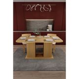 Asra Trend Modern Dolaplı 6 Kişilik Mutfak Yemek Masası %100 Mdf Mutfak Yemek Odası Masası YM06 - Ahşap