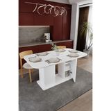 Asra Trend Modern Dolaplı 6 Kişilik Mutfak Yemek Masası %100 Mdf Mutfak Yemek Odası Masası YM06 - Beyaz