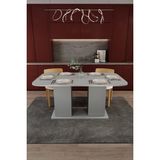 Asra Trend Modern Dolaplı 6 Kişilik Mutfak Yemek Masası %100 Mdf Mutfak Yemek Odası Masası YM06 - Küllü Gri