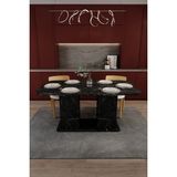 Asra Trend Modern Dolaplı 6 Kişilik Mutfak Yemek Masası %100 Mdf Mutfak Yemek Odası Masası YM06 - Royal Mermer