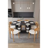 Asra Trend Modern Dolaplı 6 Kişilik Mutfak Yemek Masası ve Sandalye %100 MDF Yemek Odası Masası Takımı YMT06 - Antrasit
