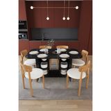Asra Trend Modern Dolaplı 6 Kişilik Mutfak Yemek Masası ve Sandalye %100 MDF Yemek Odası Masası Takımı YMT06 - Royal Mermer