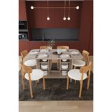 Asra Trend Modern Dolaplı 6 Kişilik Mutfak Yemek Masası ve Sandalye %100 MDF Yemek Odası Masası Takımı YMT06 - Sidon