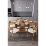 Asra Trend Modern Dolaplı 6 Kişilik Mutfak Yemek Masası ve Sandalye %100 MDF Yemek Odası Masası Takımı YMT06
