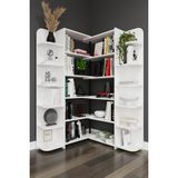 Asra Trend Modern Dönebilen Ayarlanabilir Raflı Ev Ofis Kitaplık %100 MDF Dekoratif Kütüphane Kitaplık DK01 - Beyaz
