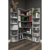 Asra Trend Modern Dönebilen Ayarlanabilir Raflı Ev Ofis Kitaplık %100 MDF Dekoratif Kütüphane Kitaplık DK01 - Kül Gri
